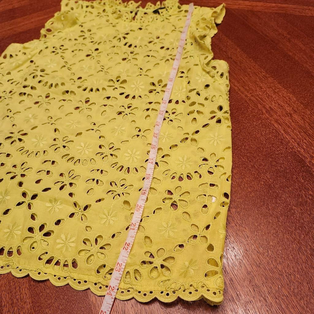 Women's J.CREW Yellow Eyelet Blouse S A1 - Picture 5 of 6
